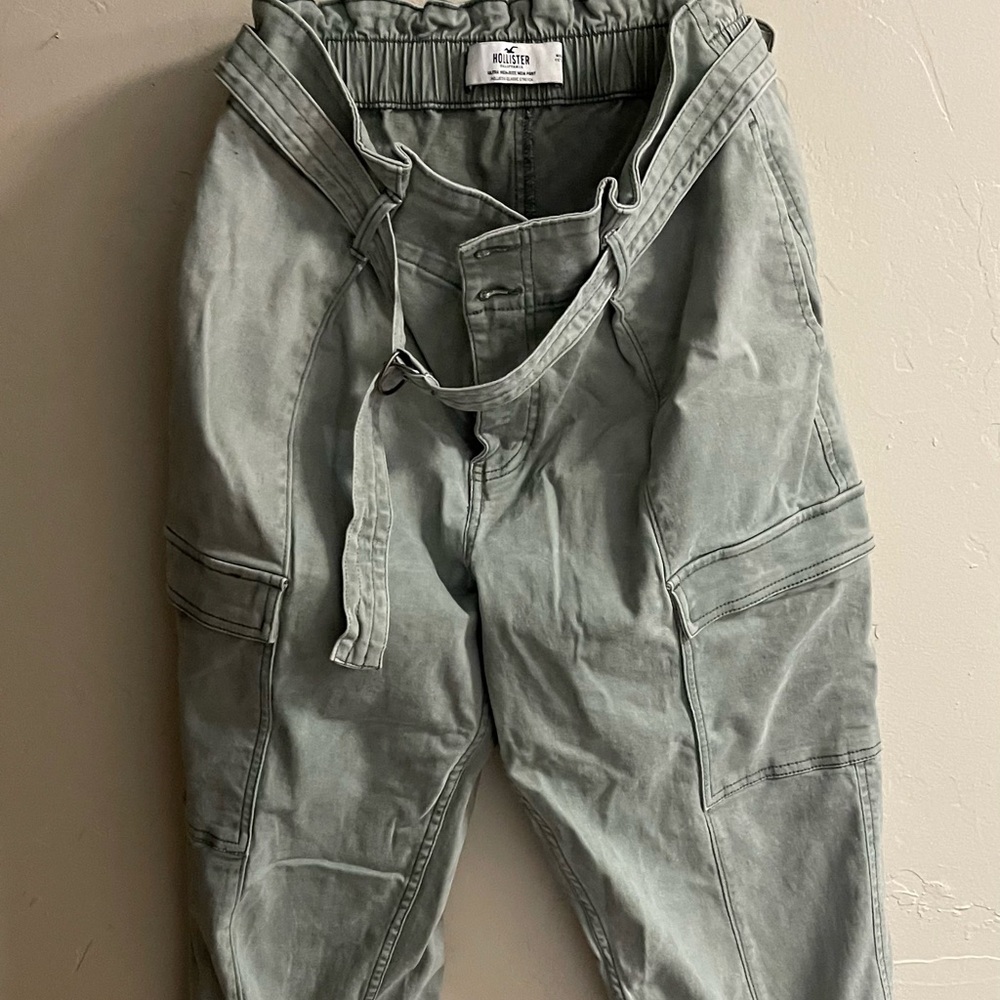 Green paper bag pants